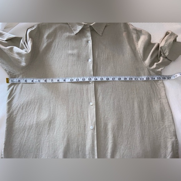 Women’s FRENCH LAUNDRY oatmeal‎ linen blend buttoned shirt size XL - Picture 7 of 15